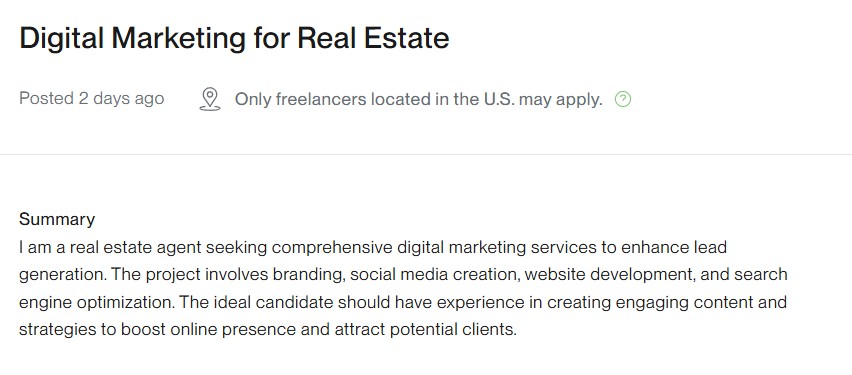 upwork real estate ad