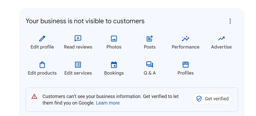 google business profile that hasn't been verified yet